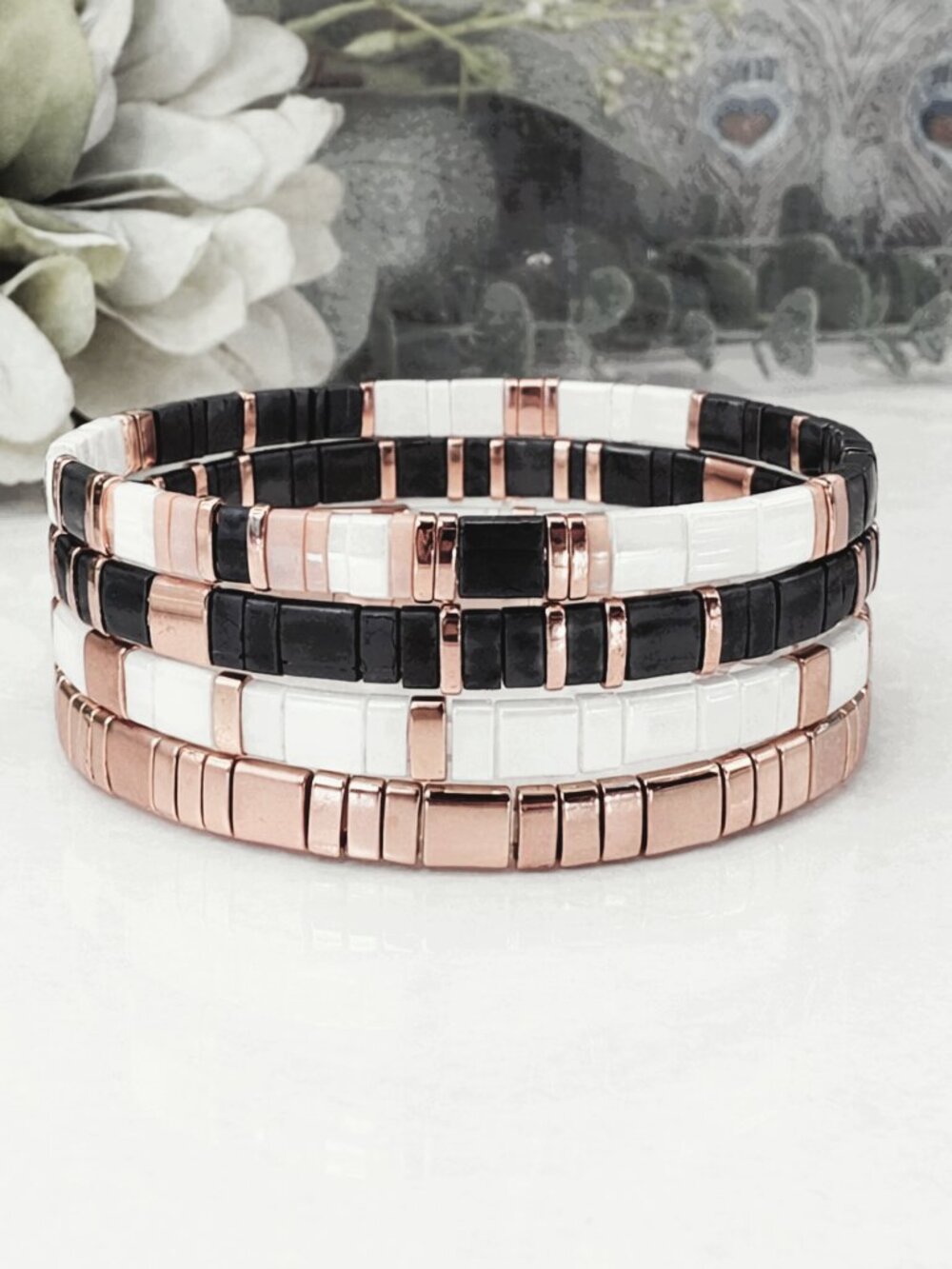 Miyuki Tila Bead stretch bracelet bundle (set of 4)